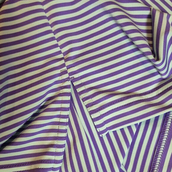 Peter Millar Summer Comfort Polo Shirt Men Large Purple Striped Performance Golf - Picture 4 of 9